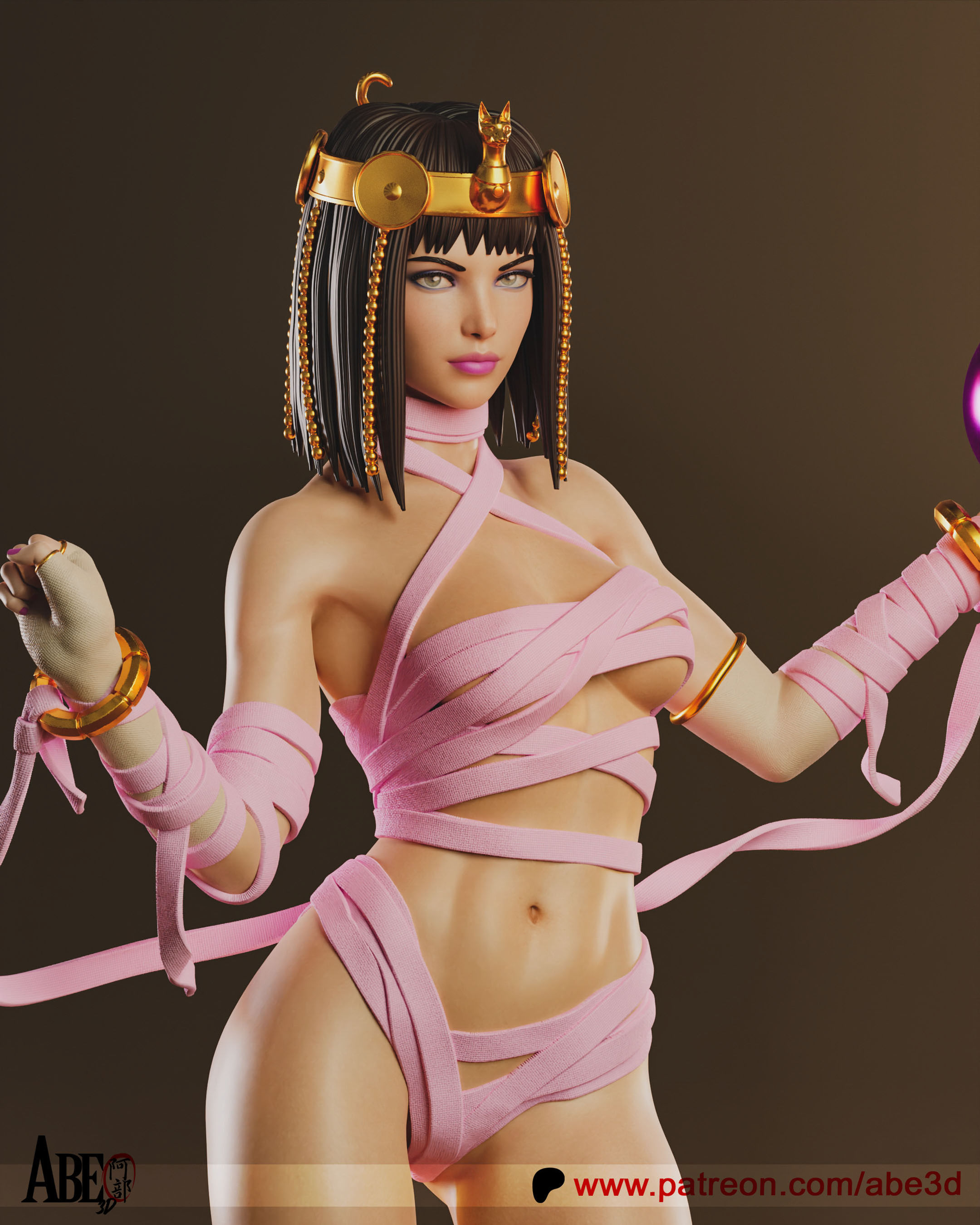 Menat, Street Fighter, 1/4-1/24, Figur, Unbemalt, 3D-Druck, Statue, Abe3D