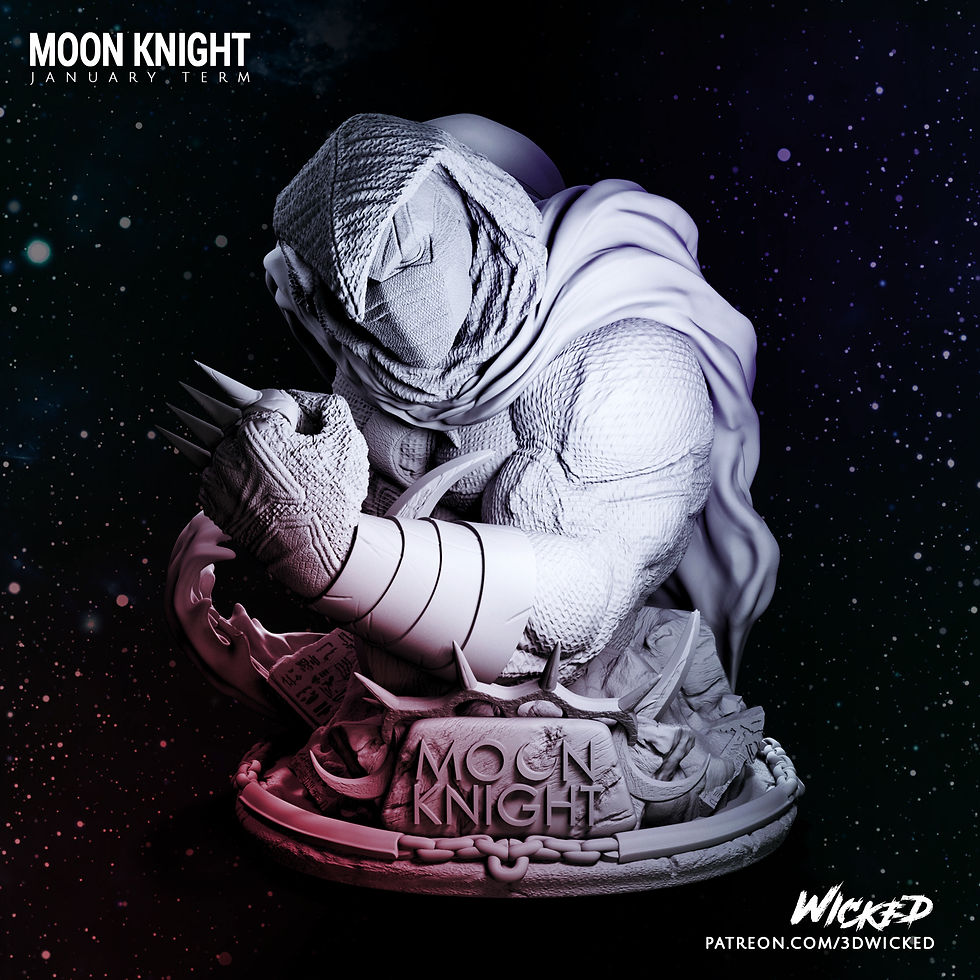 Miniaturbild: MOON KNIGH, MARVEL, BUST, 70-200mm, FIGUR, FAN ART, 3D-DRUCK, STATUE, WICKED