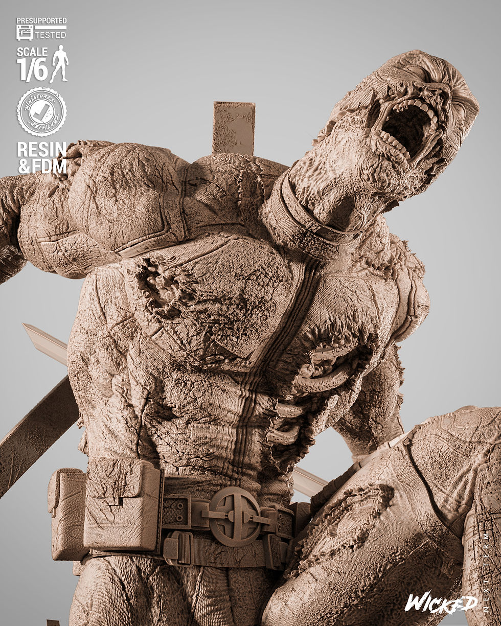 Miniaturbild: Deadpool Zombie, Marvel, 1/4-1/24, Unbemalt, 3D-Druck, Figur