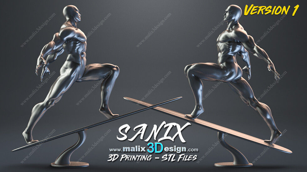 Miniaturbild: SILVER SURFER, MARVEL, 1/4-1/24, FIGUR, FAN ART, 3D-DRUCK, STATUE, SANIX3D, MFW