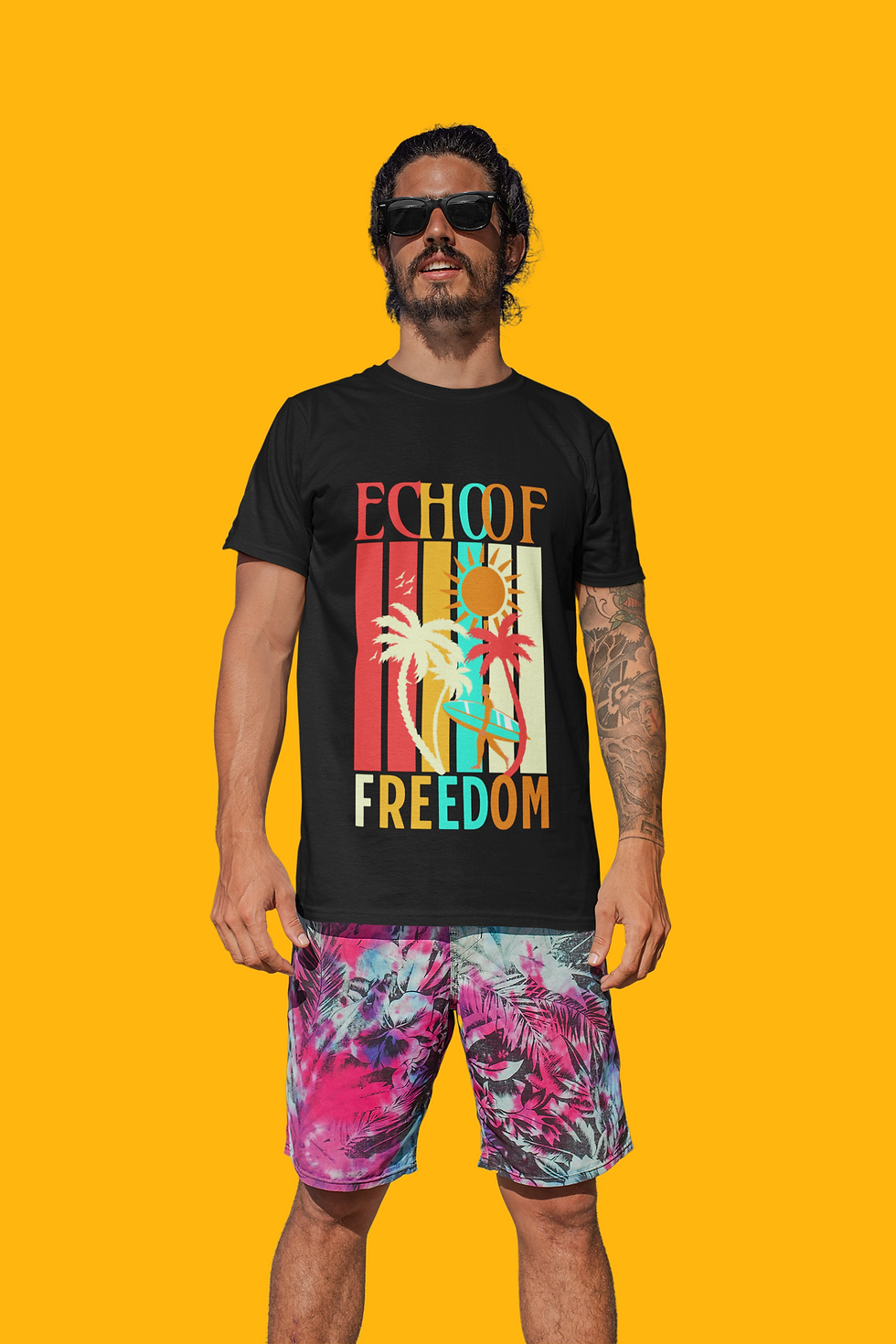 "Echo of freedom" graphic men's surfer shirts 50 Shades Of T