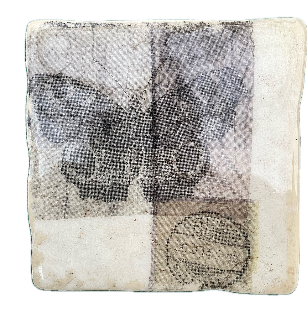 Podkładki ceramiczne utrwalone żywicą - decoupage