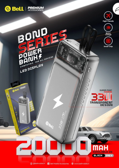 Thumbnail: BeLL Bond Series 20000mAh Power Bank with Built-in Type-c and Lightning Cable |3