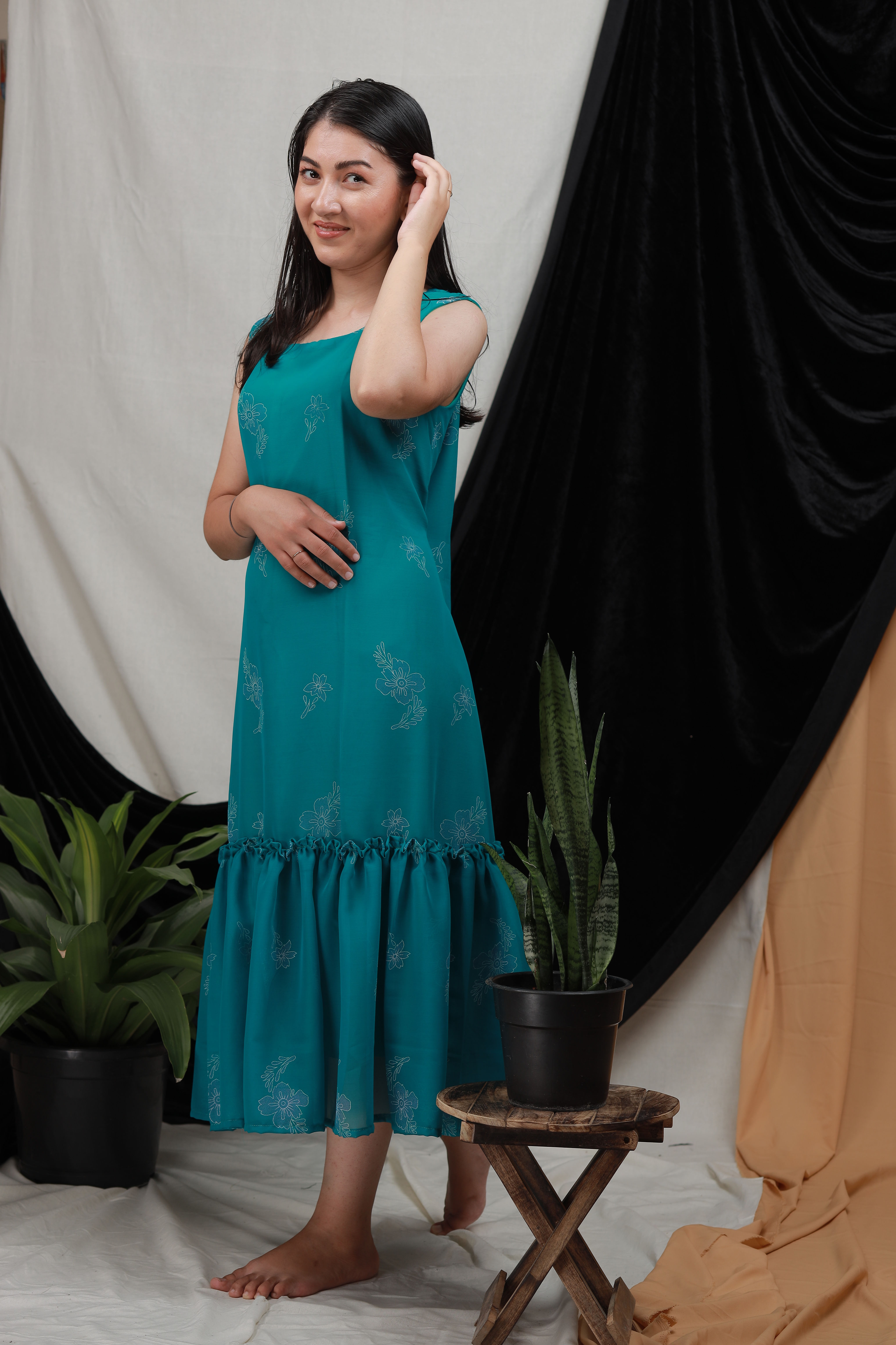 Teal Green Frill Dress