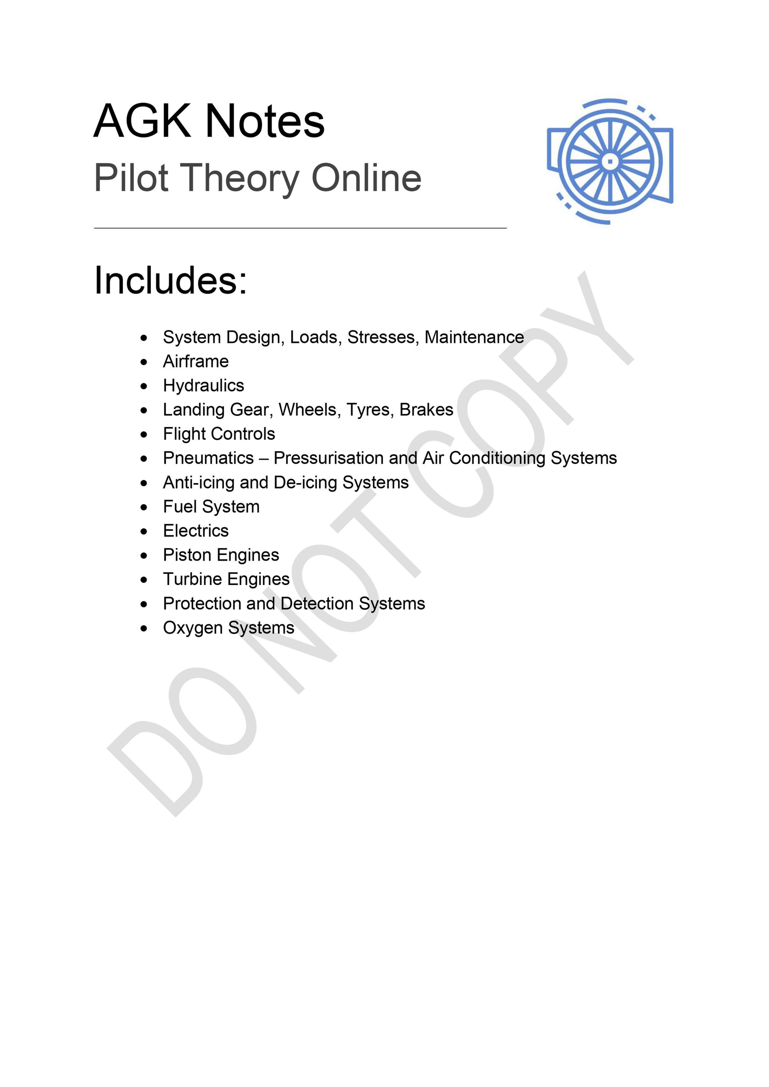 ATPL Aircraft General Knowledge Study Notes - Digital Download