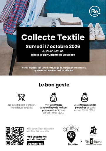 Samedi 17 octobre, apportez les vêtements que vous ne portez plus, ils trouveront une nouvelle vie grâce au tri, au réemploi ou au recyclage.