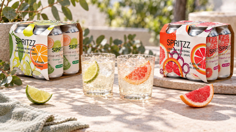 Maison Blue Lime and Grapefruit Spritzz RTD cocktails served chilled over ice