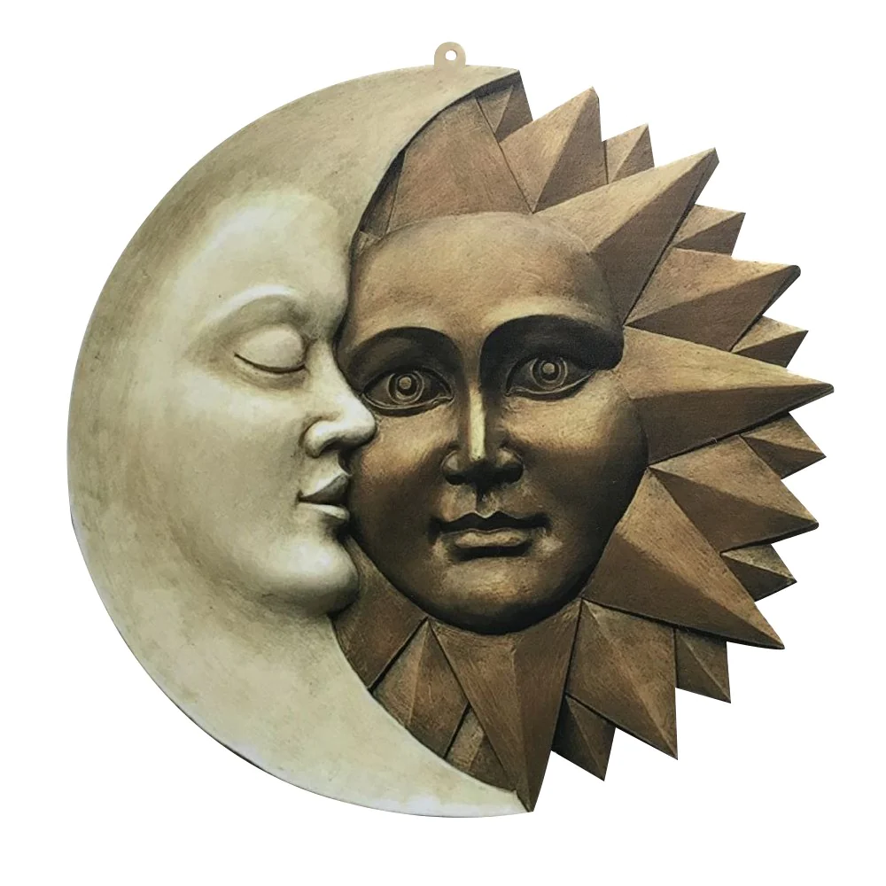 Design Celestial Sun and Moon Wall Sculpture Icons of Astronomy Icons Decoration