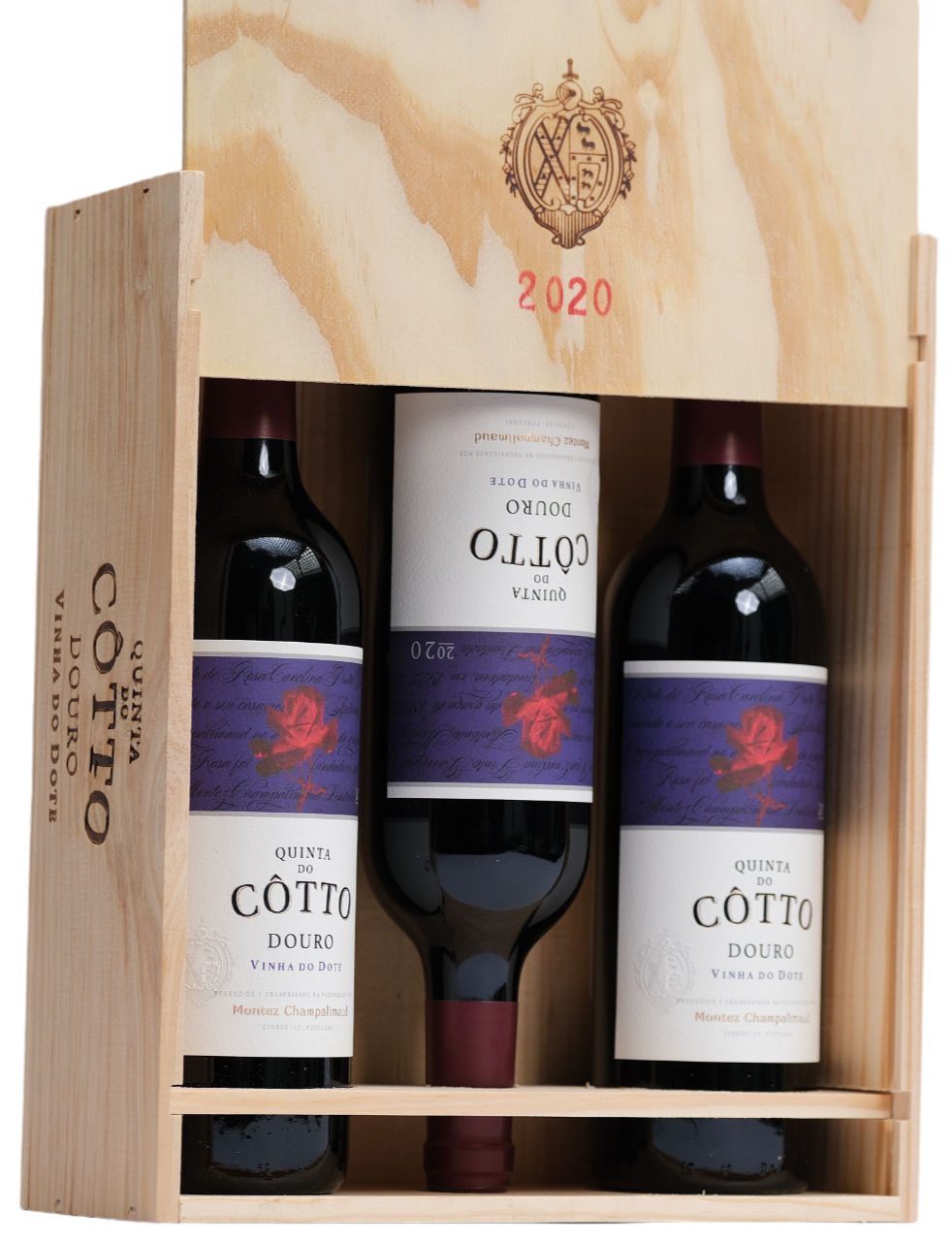3 X CÔTTO Vinha do Dote Douro DOC Rotwein in Holzkiste
