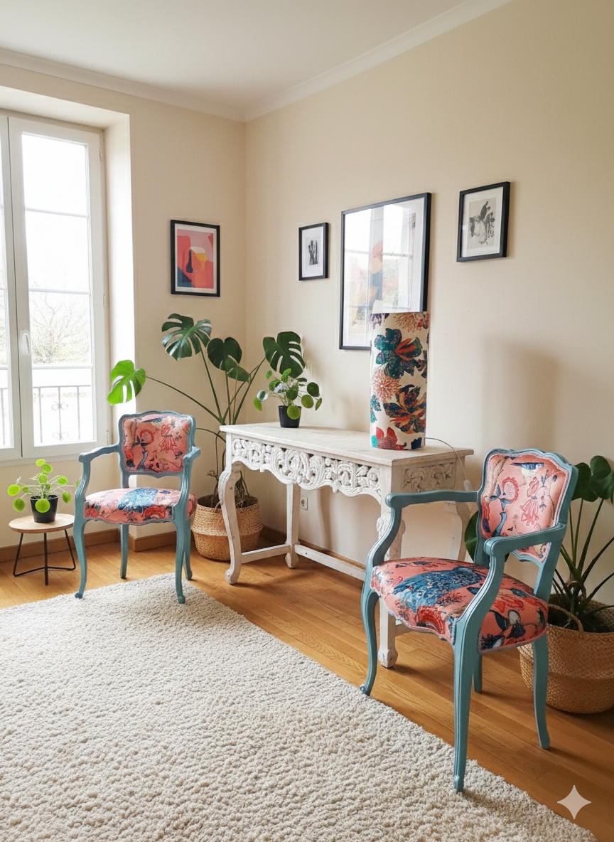 Two armchairs restored with contemporary upholstery and Bultex foam