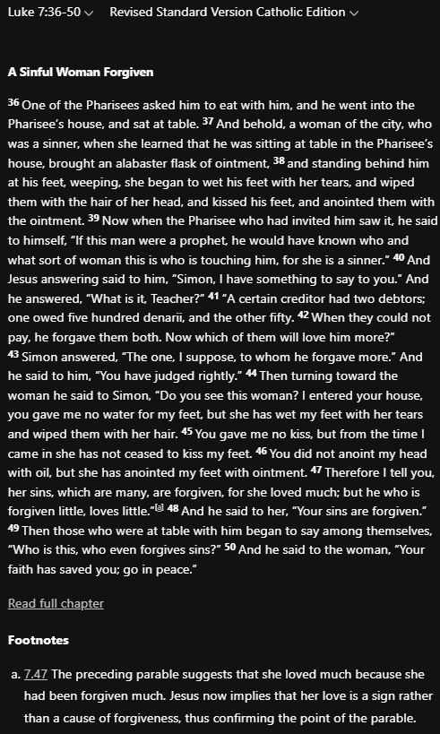 Luke 7:36-50 (RSVCE): A Sinful Woman Forgiven