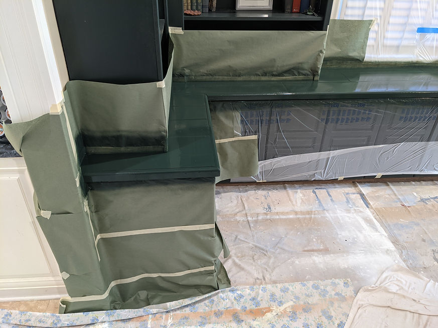 masking off of cabinet top for spraying
