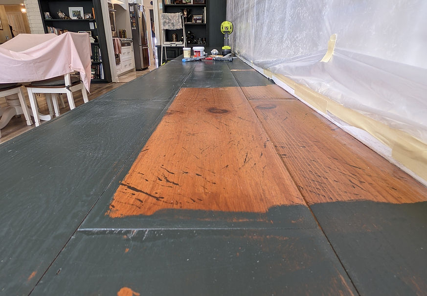 long section of cabinet top painting