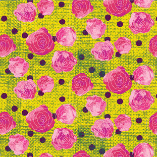 Paper Roses Pattern - Bright Yellow