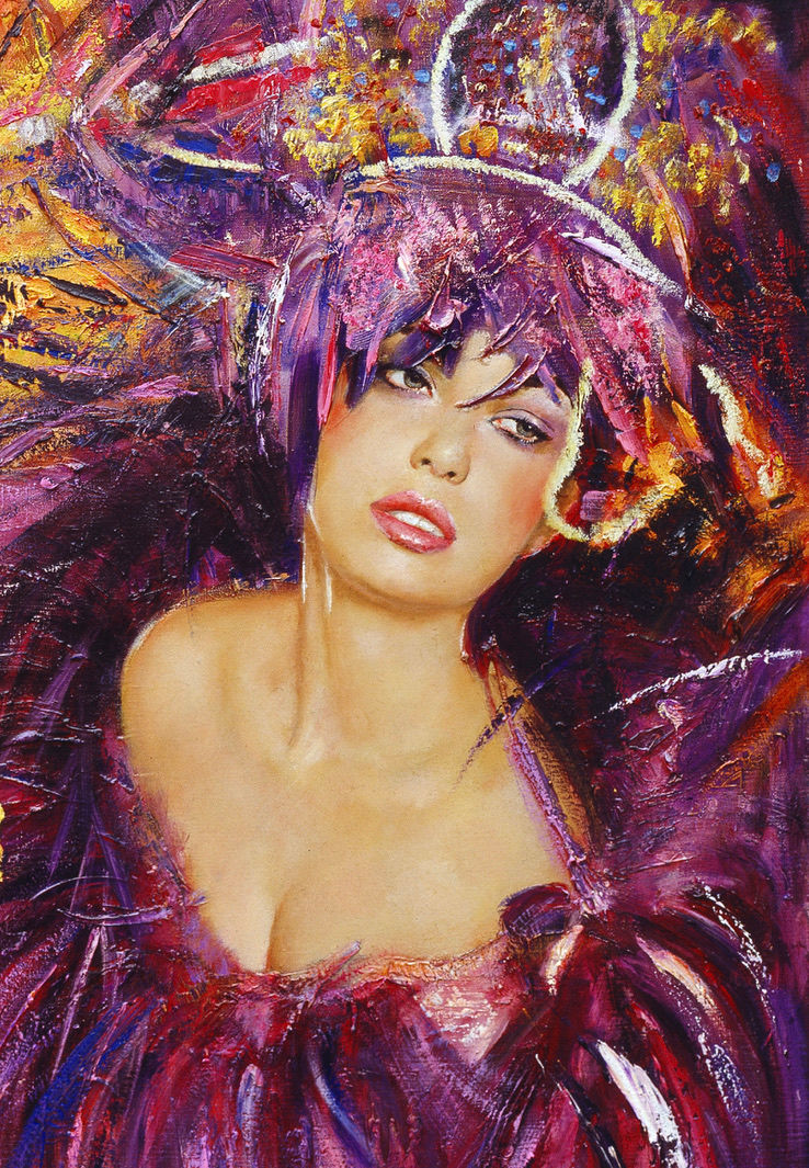 Thumbnail: statement wall art colorful figurative painting cabaret dancers modern classic art print