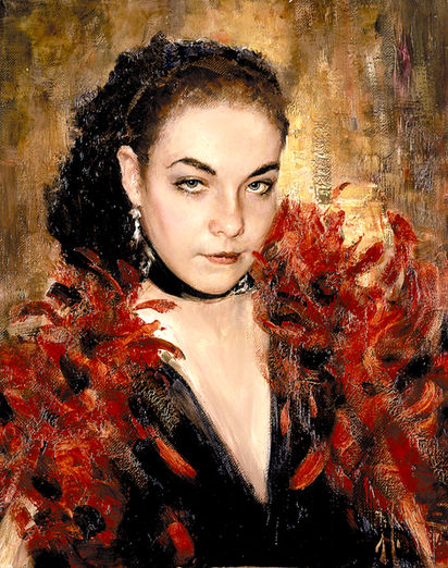 Oil portrait painting by Vladimir Mukhin, woman with red feather boa portrait, classical figurative oil painting
oil portrait painting by Vladimir Mukhin, custom portrait commission, fine art portrait California, hand painted portrait from photo, luxury portrait artist USA, classical figurative painting, commissioned oil portrait Monterey California