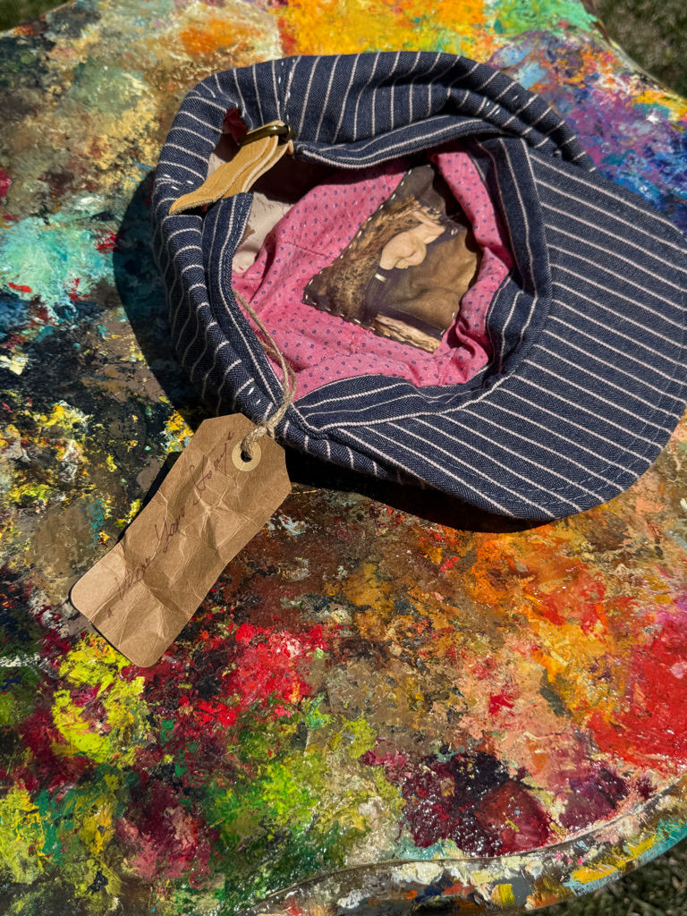 Thumbnail: One-of-a-kind hand-constructed cap, Fly Art Atelier, natural fabric composition, textile art cap