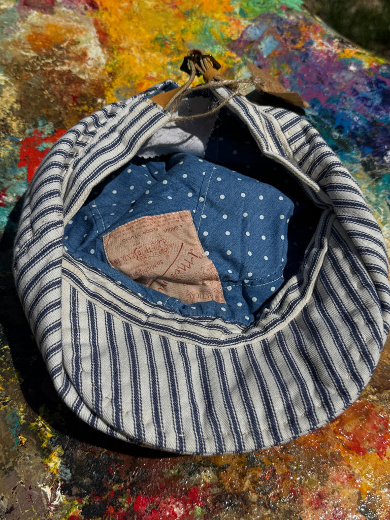 Thumbnail: One-of-a-kind hand-constructed cap, Fly Art Atelier, natural fabric composition, textile art cap