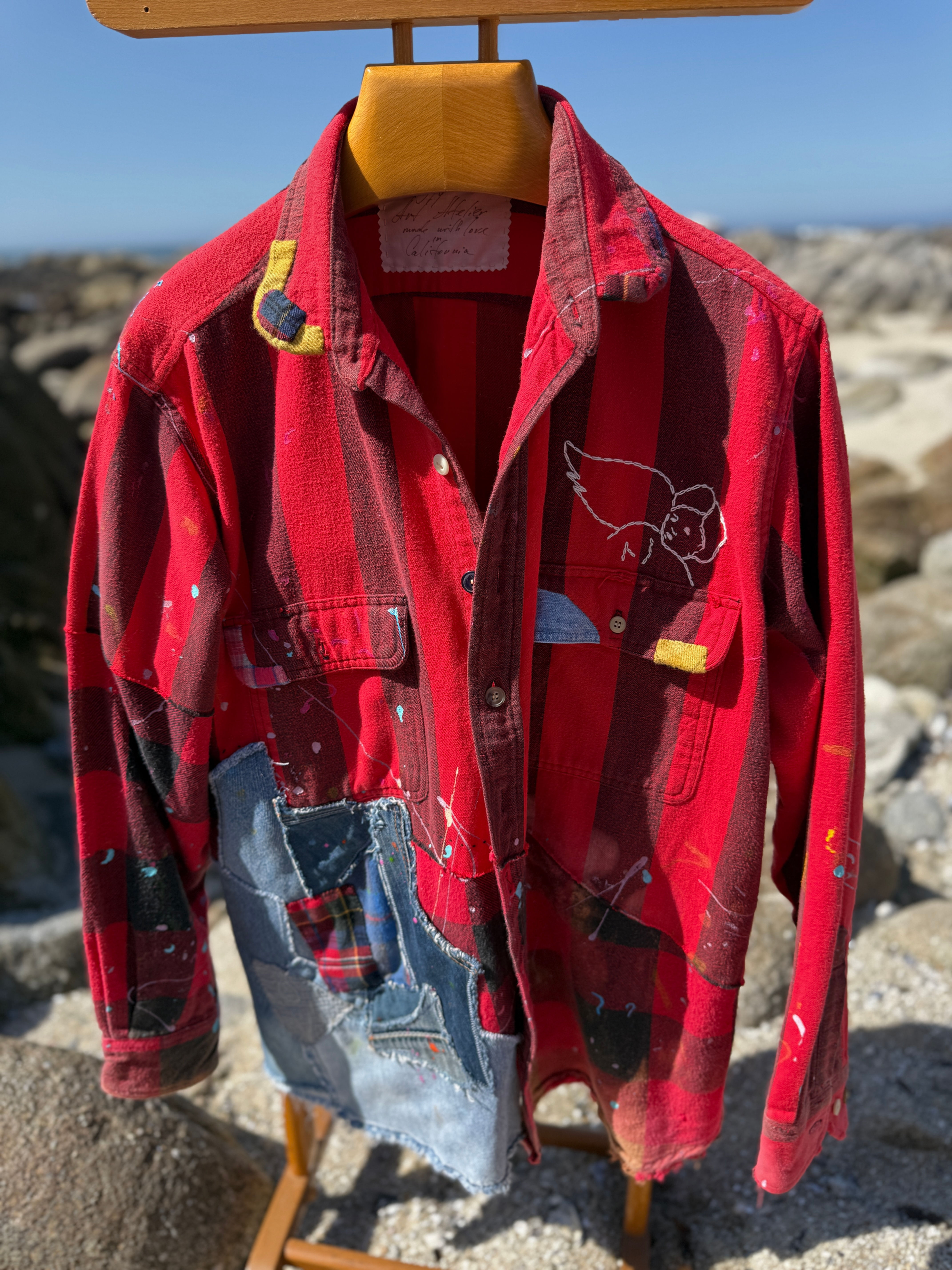 Sunday Worker reconstructed flannel wearable art Fly Art Atelier