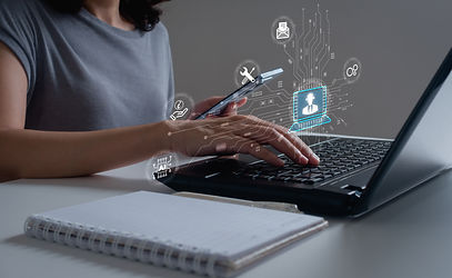 Modern managed IT services solutions, including advanced AI Support displayed on a laptop