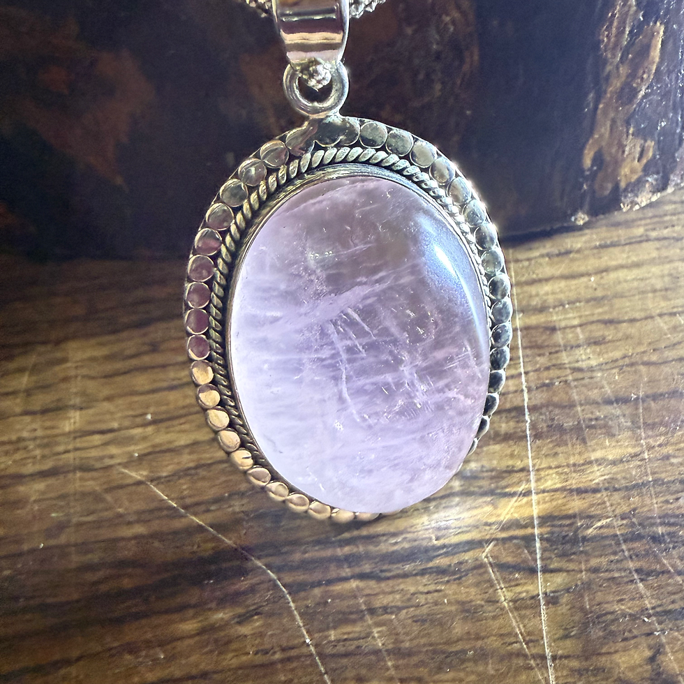 Miniatura: Pingente quartzo rosa oval 