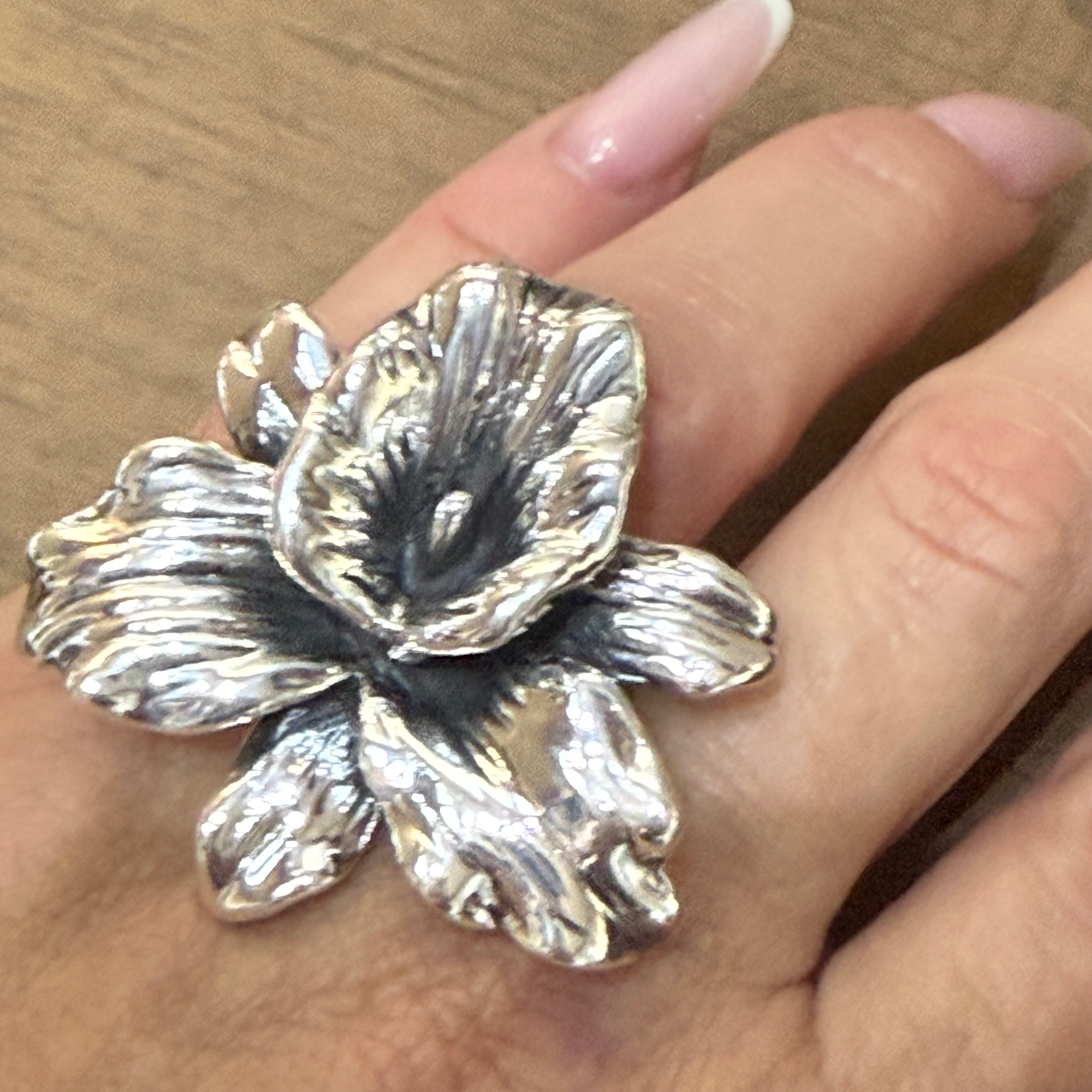 Anel orquídea eletroformação 