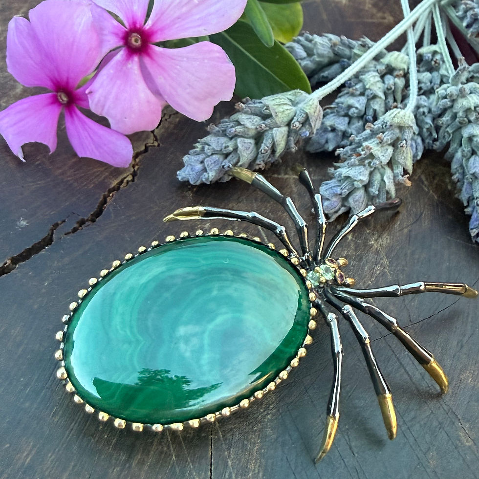 Miniatura: Broche aranha malaquita 