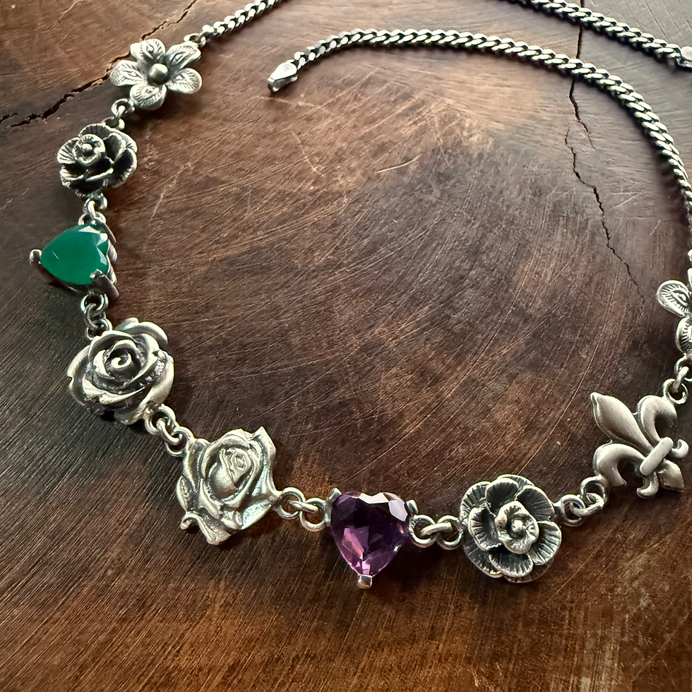 Miniatura: Choker flores e pedras 