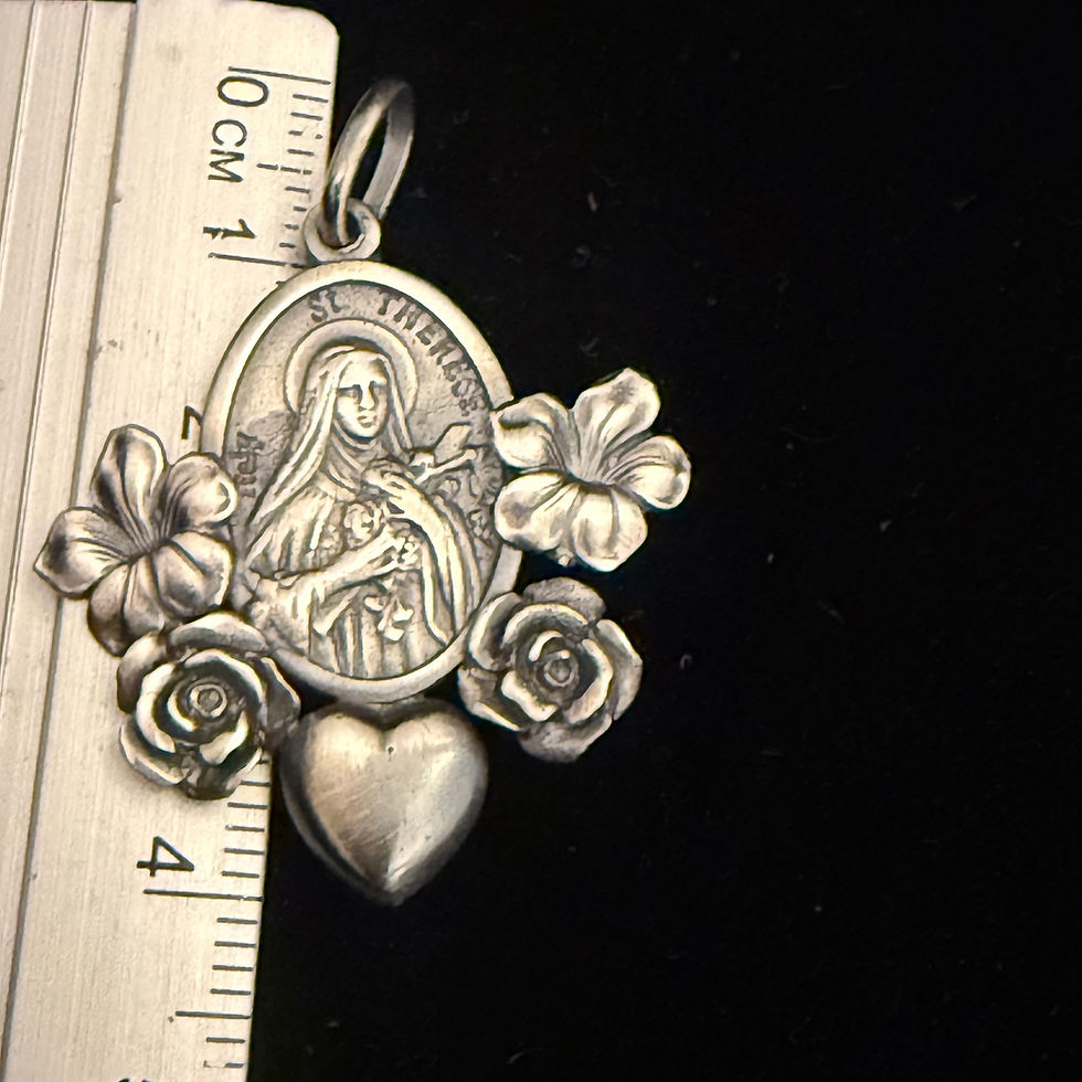 Miniatura: Pingente medalha Santa Theresa  flores 