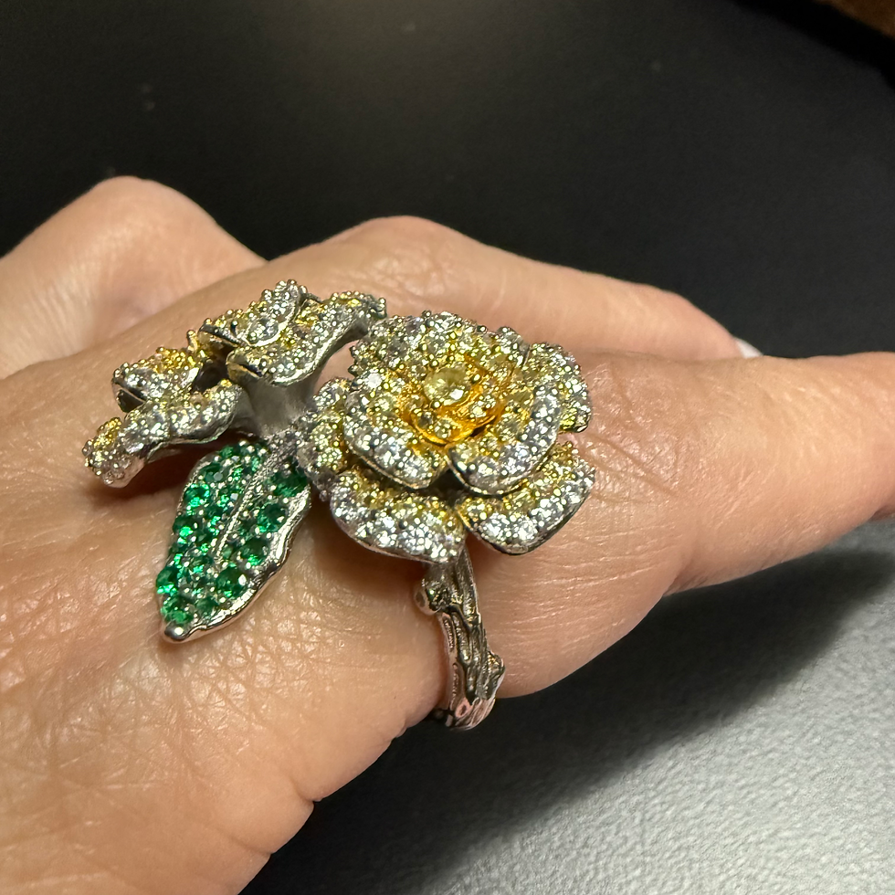 Miniatura: Anel rosas amarelas zircônia AA1