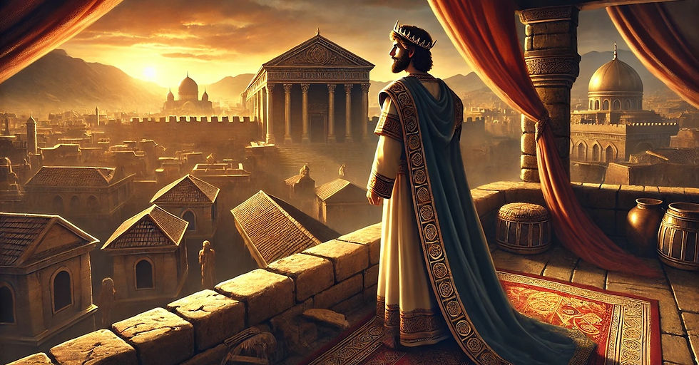 King David on the rooftop of his palace.