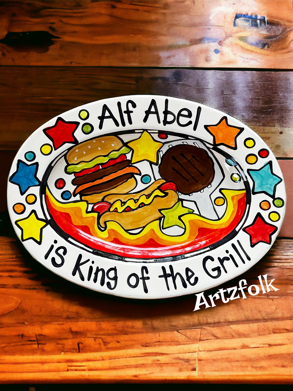 Thumbnail: Custom ceramic personalized bbq tray