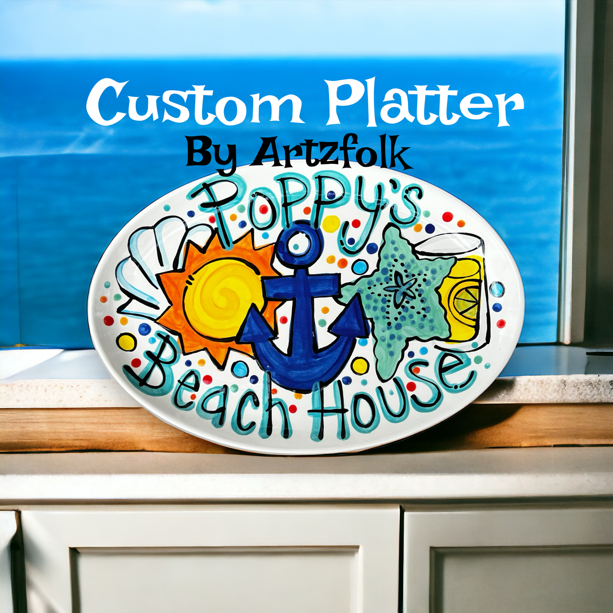 Oval Personalized ceramic Platter any theme