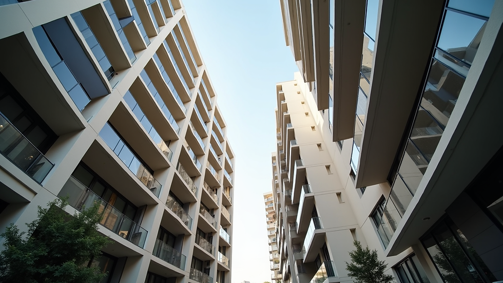 Eye-level view of a modern Adelaide residential building with balconies