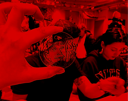 Spontaneous Doodlism line art fused with custom-cut plexiglass shapes on Adidas sneakers during a live retail performance at Boyner Kadıköy, Istanbul.