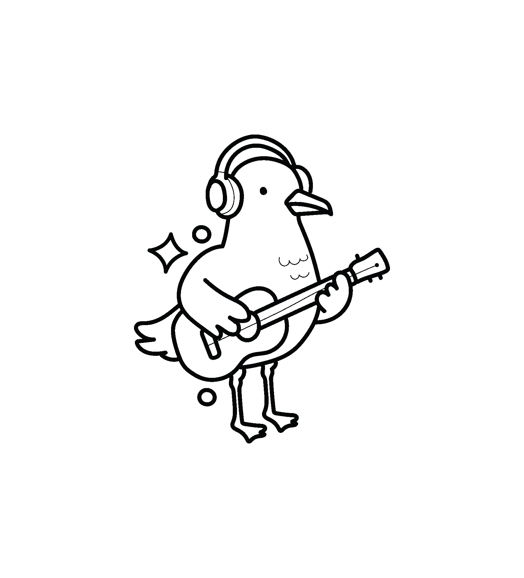 Custom Doodlism icon featuring an illustrated seagull playing an acoustic guitar.
