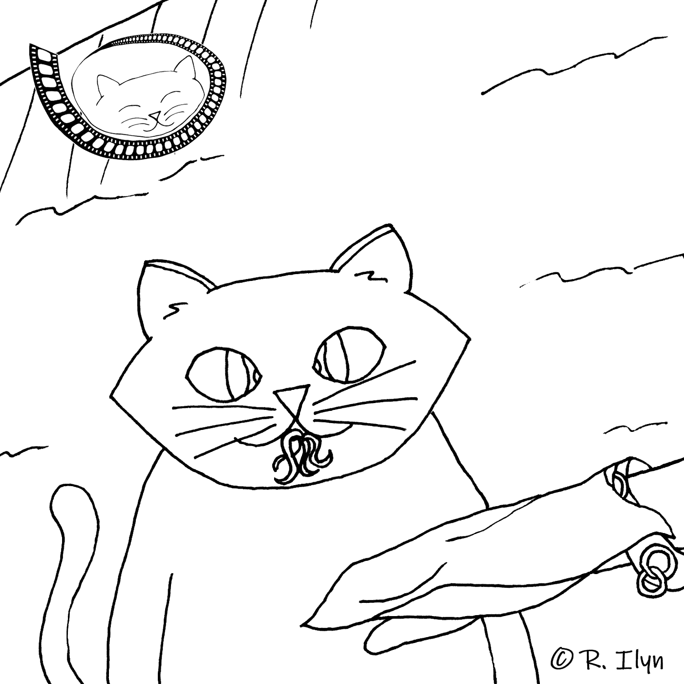 Illustration of white cat eating tentacles from Breakin' 2: Electric Boogaloo