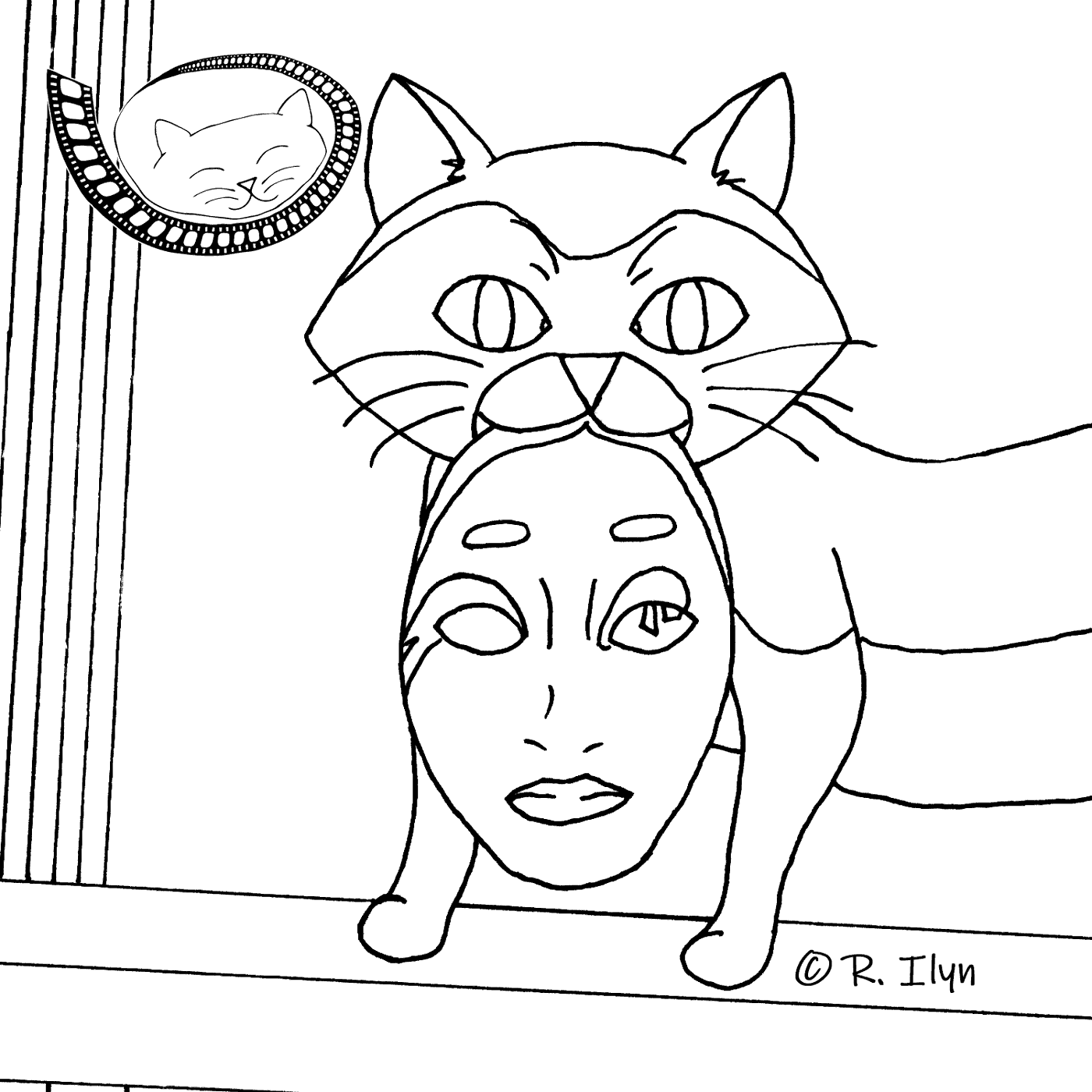 Illustration of a cat holding a mask from the movie A Whisker Away