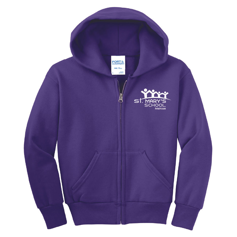 Thumbnail: Port & Co™ Youth Core Fleece Full-Zip Hooded Sweatshirt - SMS - PC90YZH