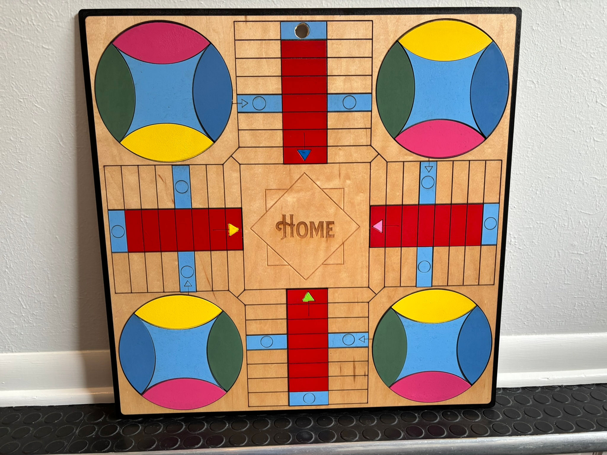 Parcheesi wood engraved game board