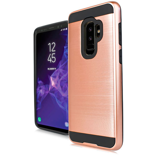 SAMSUNG GALAXY S9 PLUS - Hybrid Grip Metallic Brushed Case, Rose Gold