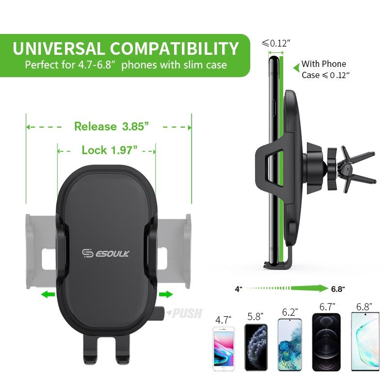 Thumbnail: ESOULK - One-Touch 360° Rotational Joint Car Air Vent Holder [EH32BK]