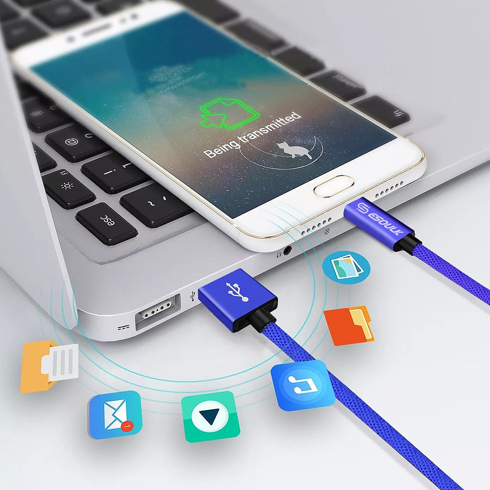 Thumbnail: ESOULK - Type-C Nylon Braided Charge/Sync Cable 3.3FT [EC41L-TPC] - Blue