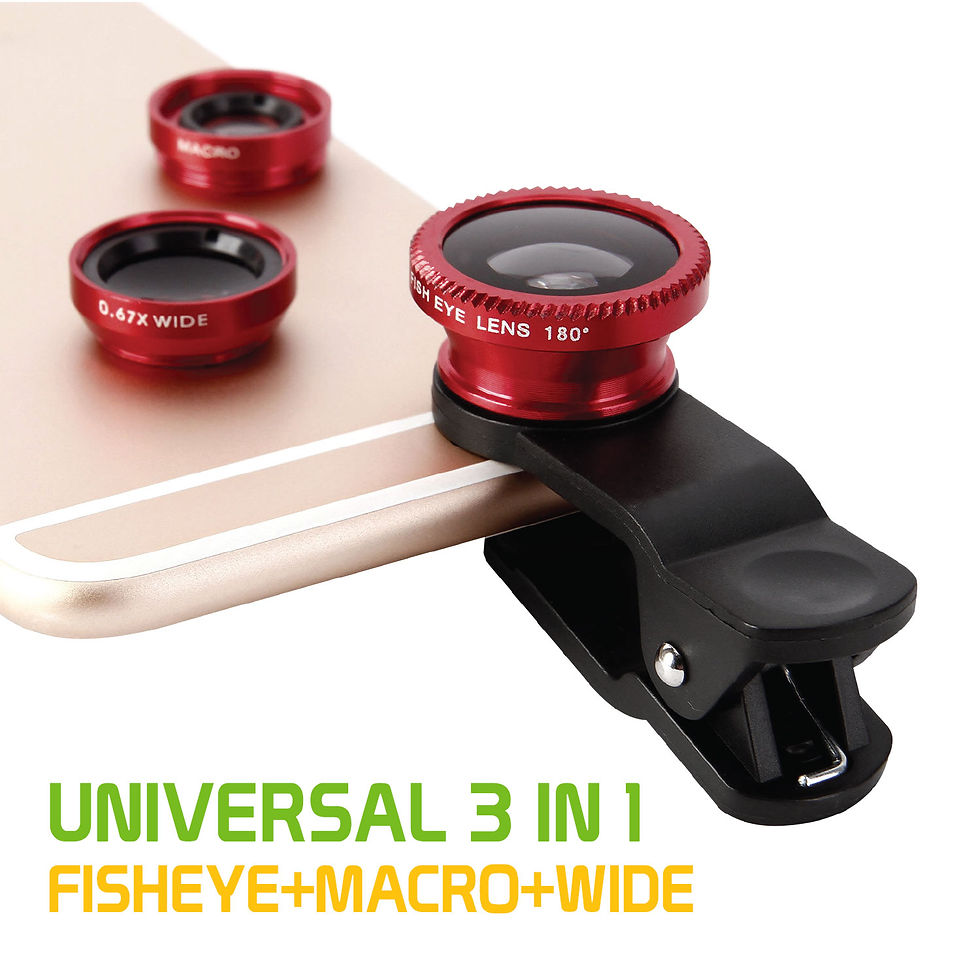 Thumbnail: CELLET - Universal 3-in-1 Clip-On Lens Camera Kit, BLACK/RED