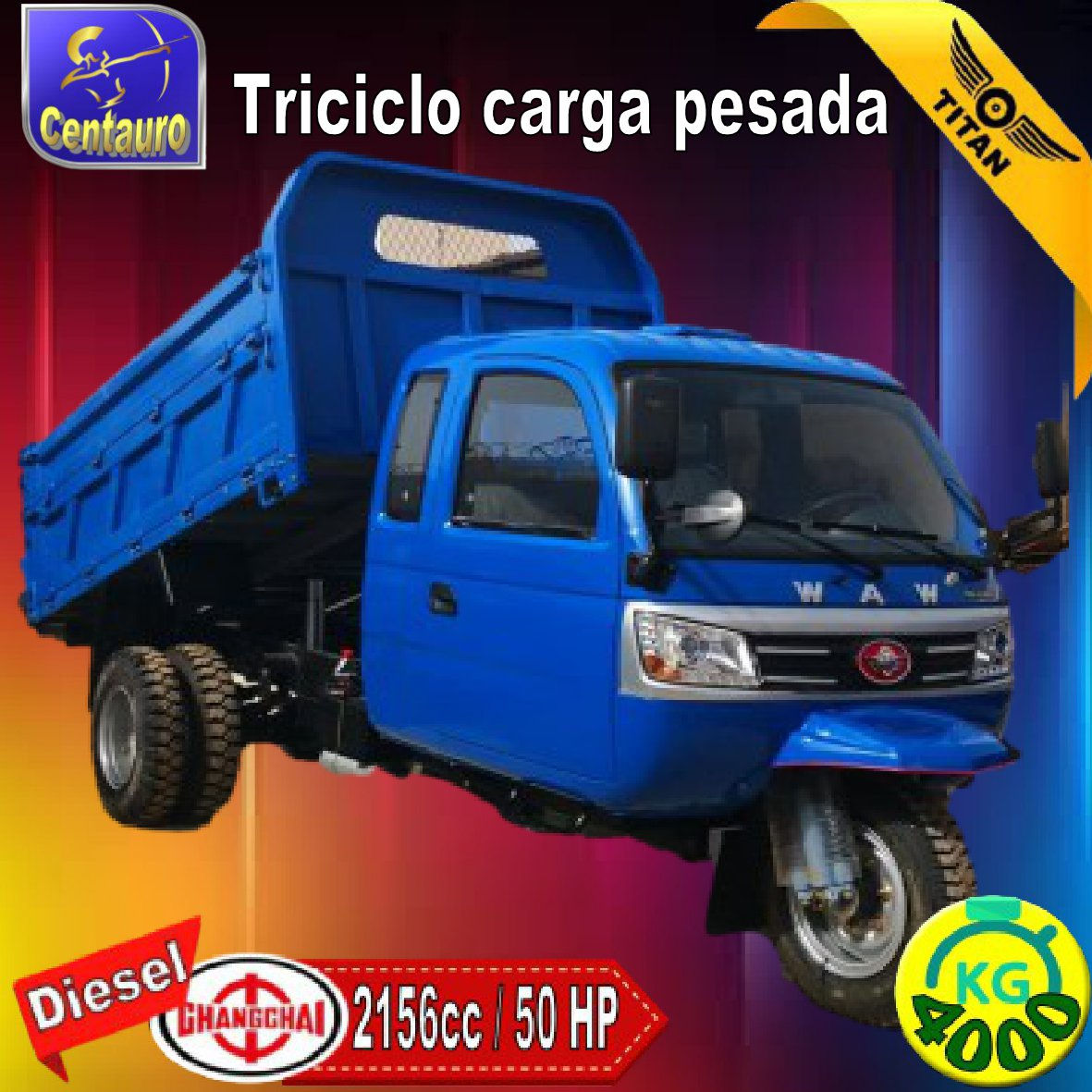 Marca Titan, modelo Centauro Volcadora 4Ton