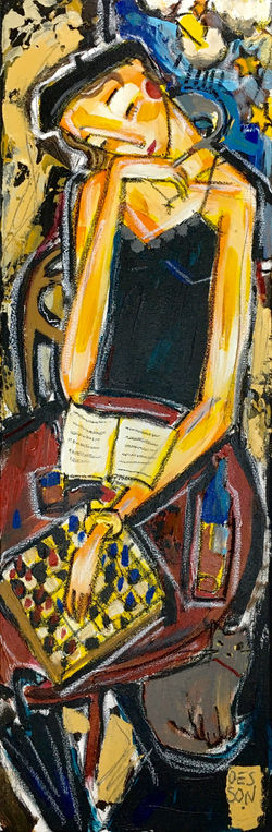 La femme seule dans un café 8x24 2022