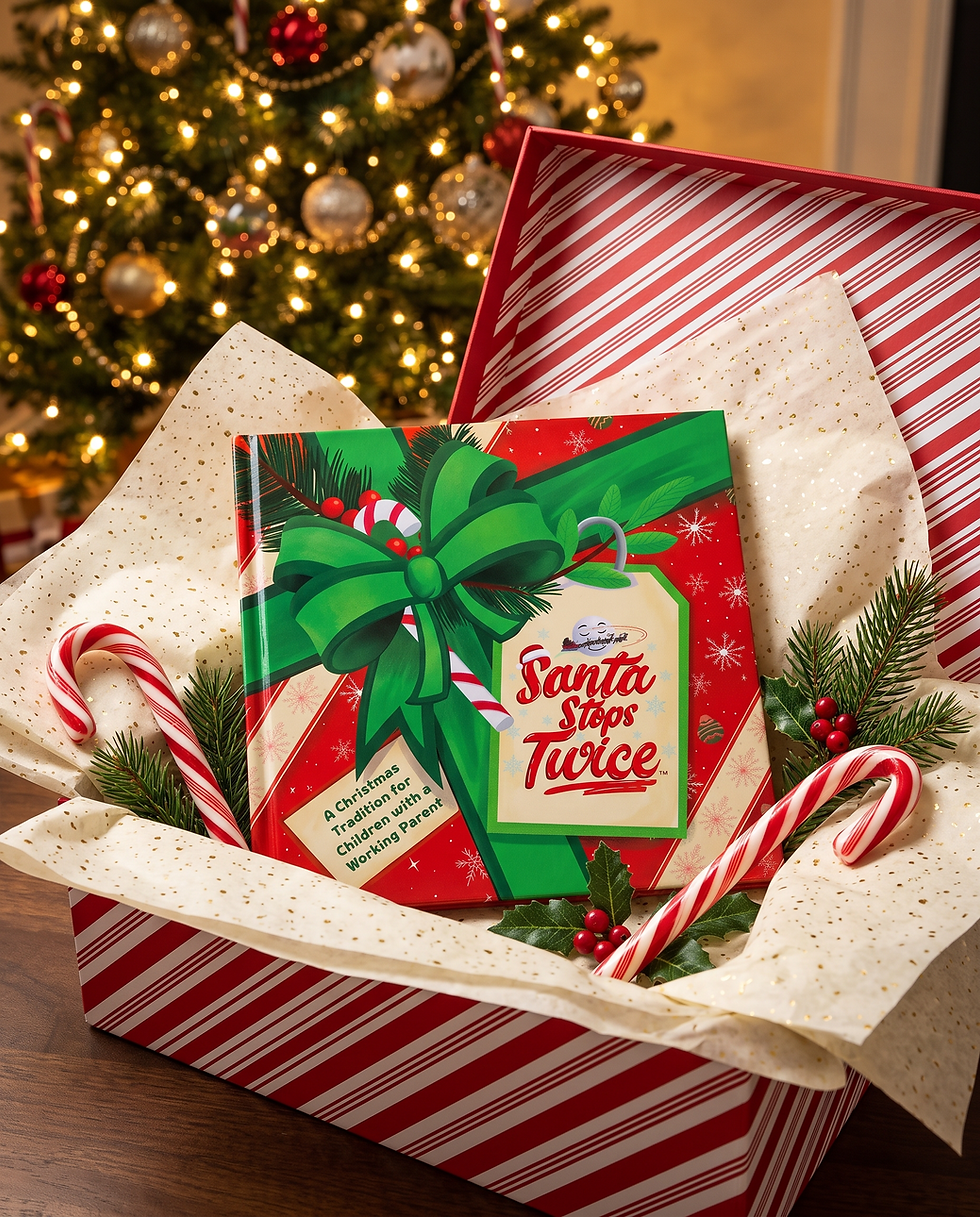 Santa Stops Twice personalized Christmas tradition keepsake book and Letter to Santa for parents who work on Christmas Day