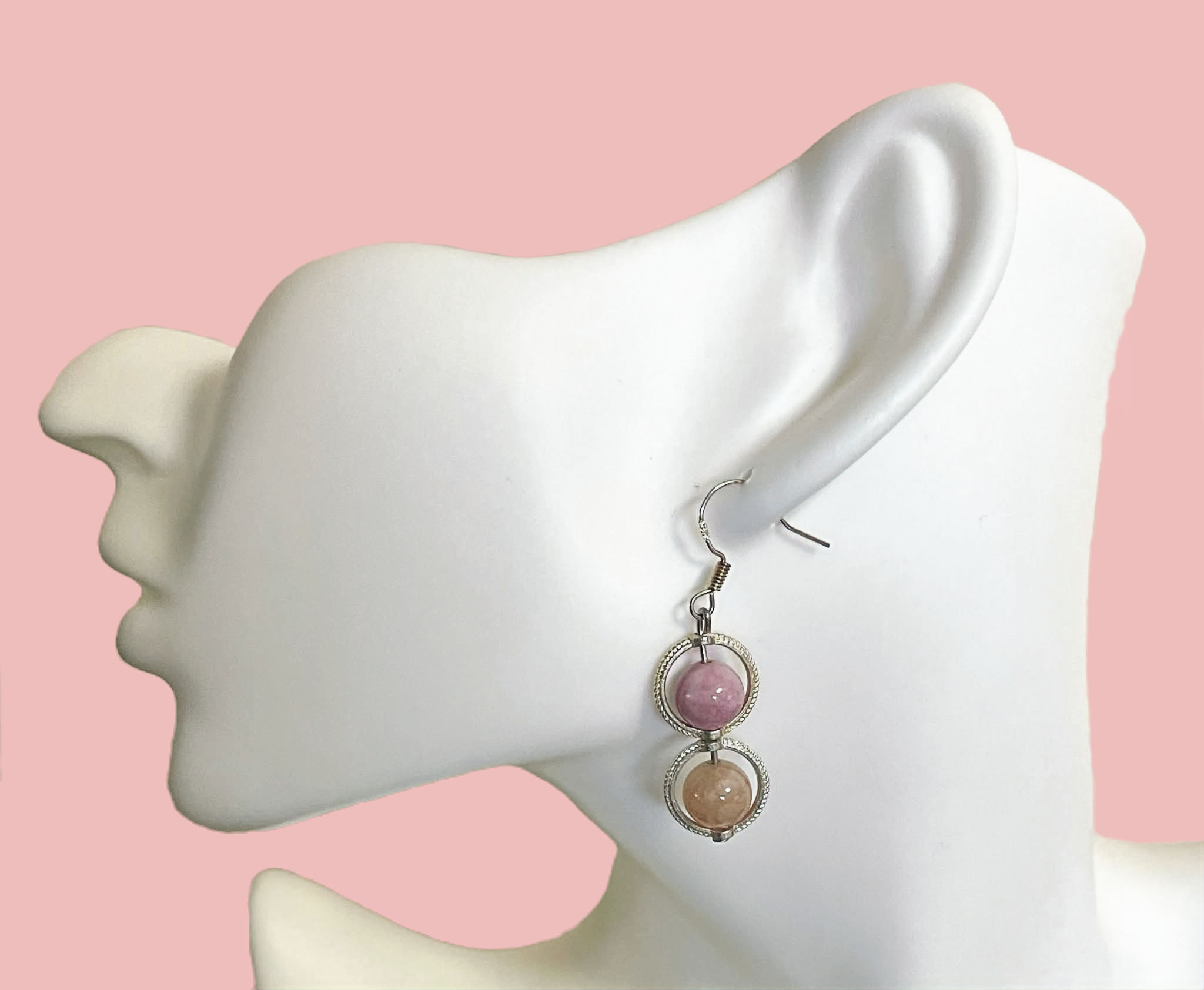 Boucles D'Oreilles Agate Fraise