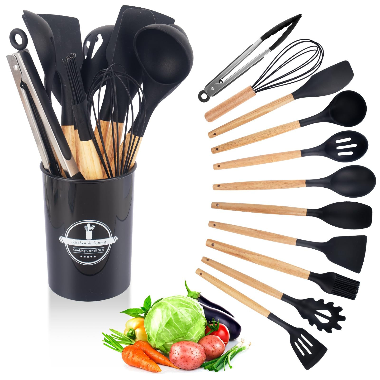 Silicone Kitchen Utensils Set with Holder