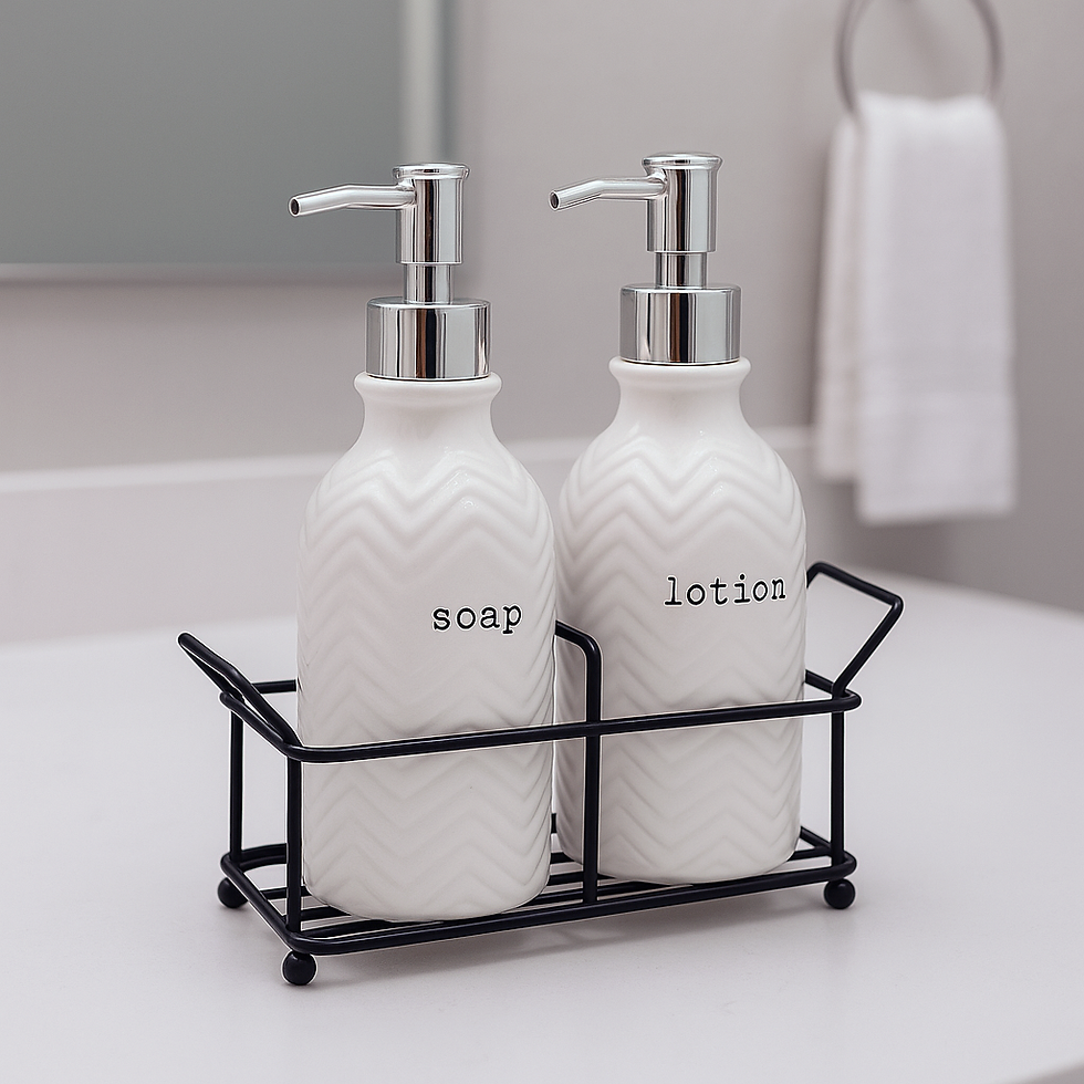 Thumbnail: Ceramic Soap & Lotion Dispenser with Holder